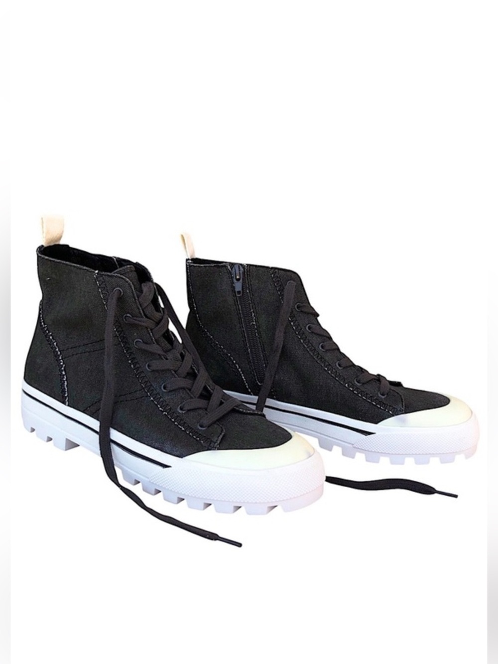 Lucky Brand Eisley Canvas Black Wash High Top Side zipper Sneaker Shoes 9M/40